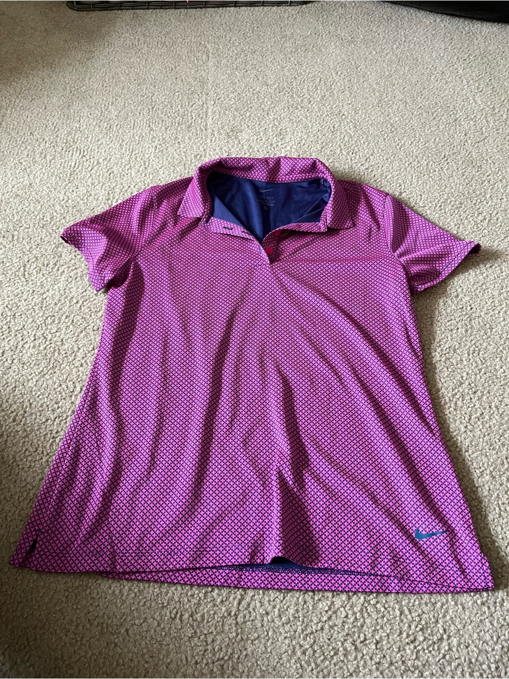 Nike Women’s Pink Patterned Polo Top - Golf